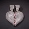 Iced Out Broken Heart Pendant Halsband för män Womens Fashion Hip Hop Jewelry Lover Halsband 1 par