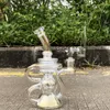 New rainbow dab rigs bong hot sell recycler oil rigs 8 inch thick glass water pipe beaker with quartz banger