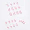 24штчатые очаровательные розовые пламенные короткие балетные носимые фальшивые ногти Нажмите на квадратную головку.