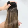 # 2 6 # Estensioni dei capelli umani Balayage Highlights Fasci di tessuto di capelli umani castano scuro Capelli vergini brasiliani Fine spessa 100 grammi un set