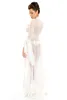 2021 Illusion Women Lace Brölloprockar Se genom långärmad Långkläder Sleepwear Bridesmaid Nightgown Badrockar Sexiga Underkläder Nattkläder
