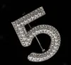 Gouden Colorsilver broches Letter 5 Volledige kristal strass Broche Pins For Women Party Bloemnummer Broches Sieraden Ship7033675