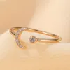 Gorący sprzedawanie naturalnych kamieni księżyc i gwiazda regulowany pierścionek kobiet dziewczyna Glod wypełniony 925 Silver Diamond Ring biżuteria