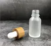 Bamboo Cap de vidro fosco Dropper Bottle líquido reagente Pipeta Aromaterapia Óleos Essenciais Perfumes frascos