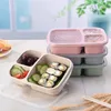 Student Lunch Box 3 Grid Wheat Straw Biodegradable Microwave Bento Box kids Food Storage Box School Food Containers With Lid EEA1899