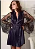 XXXL Blue Fashion Faux Silk Robe Femme Satin Sleepwear Home Suit Night Sleep Sets Underwear discount sale sex Sleepwear open bust