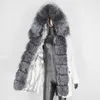 Damesbont Faux Bluessfair 2021 Waterdichte Winterjas Dames Lange Parka Real Liner Coat Natural Raccoon Collar Warm Uitloper