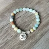 Matte Ite Stone Strand Yoga Chakra Mala Om Lotus Kvinnor Män Beaded Charm Armband Handgjorda Smycken