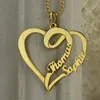 Wholesale Personalized Love Necklace with Two Hearts and Names Gold Color Custom Name Necklace Mothers Necklace Love Jewelry