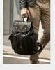 Bolsa masculina de couro de alta qualidade, mochila masculina de couro real, bolsa de couro real, mochila masculina xadrez cinza/preta de grande capacidade