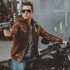 Chaqueta de cuero para motocicleta de otoño e invierno para hombre, chaquetas con capucha y cremallera de PU para hombre, prendas de vestir para hombre, chaquetas informales Vintage cálidas de talla grande