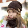 BeanieSkull Caps 2pcsset Skimuts en sjaal Koud warm leren muts voor dames Heren Gebreide motorkap Skullies Mutsen8324574