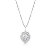 Iced Lion Solid 925 Sterling Silver Pendant Necklace Hip Hop Jewelry For Men Women Cubic Zirconia Lion Head Pendant with 3mm 24" Box Chain