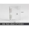 PVC Clear A6 Binder Six-hole Notepad Shell Metal Snap Button Notebook Clip Original Office Travel Handbook Case