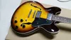 Sklep niestandardowy 50. rocznica 335 Vintage Sunburst CS Semi Hollow Body Jazz Guitar Flame Maple Back Dot InLays Chrome HA8909123