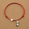 20st / mycket lycklig röd sladd hjärta kärlek katter charm armband justerbar för kvinnor män bästa vän smycken gåvor