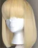 Ishow Brazilian 613 Blonde Colored Short Bob Wigs Straight Human Hair Wigs with Bangs Indian Hair Peruvian None Lace Wigs for Blac260S