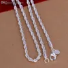 Necklace Twisted Rope Chain 4mm Wholesale 925 Silver Jewelry