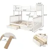 Twin-Over-pieno letto a castello con scale e due bagagli Cassetti Bianco Dorm Home Living letti camera da letto Mobili per bambini e adulti LP000065KAA