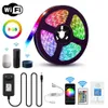 WiFi LED Strip Işık RGB Su Geçirmez IP65 SMD 5050 3528 DC 12V Gadget Google Home Alexa Şerit WiFi Kontoller Adaptör Fişi 5M LEDSTRIP IŞIKLAR