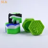 Conteneurs de cire en nid d'abeille pots tampons récipient d'huile de vaporisateur boîte de rangement en silicone pour herbes sèches pour conteneur hexagonal d'huile de cire concentrée8913745