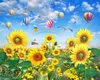 Özel 3d Çiçek Duvar Kağıdı Güzel Güneş Çiçek Deniz Sunshine Gökkuşağı TV Arka Plan Duvar Romantik Manzara Dekoratif 3D Mural Duvar Kağıdı
