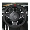 Housse de volant en daim noir rouge pour BMW E60 530d 545i 550i E61 Touring 2005-2009 E63 E64 630i 645Ci 650i 2004-2009