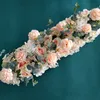 50/100センチのDIYの結婚式の花の壁の配置シルクの牡丹のローズ造花の列の装飾ウェディングアイアンアーチ背景花輪