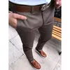 Pantaloni da uomo Moda Smart Casual Slim Fit Uomo Business Formale Ufficio Skinny Tinta unita Pantaloni286S