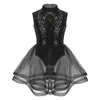 Mädchen Pailletten Mesh Tutu Ballett Kleider Eiskunstlauf Kleid Gymnastik Trikot Leistung Wettbewerb Lyrical Dance Kostüm349g