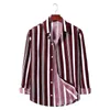 Men's Polos Mens Shirts Casual Loose Long Sleeve Down Collar Summer Tops Black Pink Striped Shirt Male Clothes
