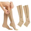 Chaussettes de compression à fermeture éclair de couleur unie Mode femmes hommes Sports Running Athletic Bas de cyclisme Bonneterie jambières et cadeau de sable