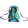 Mermaid Sequins Cellphone Pouch Design Card Holder Double Color Reverse Flip Sequined Drawstring Bag Coin Purses Portable Storage Bags E9105