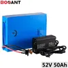 14S 51.8V 48V 52V 50Ah electric bike battery pack 18650 2000W scooter lithium ion with 5A Charger