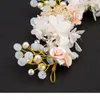 Uma noiva de luxo acessórios para o cabelo rosa flor cristal nupcial bandana pérola floral praia casamento tiara jóias cabelo headpiece party62611769