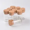 10ml Small Test Tube with Cork Stopper Glass Spice Bottles Container Jars 24*40mm DIY Craft Transparent Straight Glass Bottle HHA1550