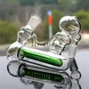 Grüne Wasserpfeifen, Glas-Aschefänger, anderes Rauchzubehör für Wasserbongs, Bubbler mit Inline-Perkolator, 45-Grad-Shisha-Rohrzubehör, 14 mm