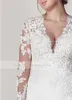 Modest VNeck Lace Wedding Dresses Long Sleeve Illusion Appliques Mermaid Plus Size Bridal Gowns 20199663238