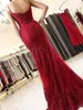 Populär Ny stil Sweetheart Spaghetti Straps Appliques Vestido Fiesta Red Prom Dress Lace Mermaid Long Evening Prom Dresses
