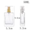 30 ml 50 ml tomma glas parfymflaskor grossist Square Spray Atomizer påfyllningsbar flaska doftfodral med resestorlek LX3336