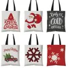 Julkvinnor Canvas Totebag Ladies Canvas Shopping Bag Merry Christmas Car Elk Santa Snowflake Design Totebag