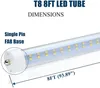 Tubes LED en forme de V 65W, 8 pieds 6000K R17D FA8, Base LED T8, Ballast 45W, dérivation, Tubes fluorescents LED, ampoule