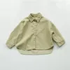 FM INS Korean Japan Kids Girls Boys Shirts Coat Corduroy Cotton Turn-down Collar Front Buttons Quality Little Princess Blouses Children Tops