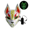 Mężczyźni Kobiety Halloween Horror Fox Neon Maska El Wire LED Zapalić Full Cat Face Cosplay Costume Festival Party Supplies