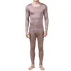 Keeping The Heat In Pure Silk Jersey Knit Men Crew Neck Long Johns Set Taille L XL XXL