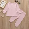 Ropa de bebé caliente para niños y niñas Camiseta de manga larga Pantalones 2 piezas Conjuntos de ropa para niños Primavera Otoño Trajes para niños pequeños 6 colores 0-3T