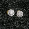 925 Sterling Silver Mens Hip Hop Stud Earrings Jewelry High Quality Fashion Round Gold Silver Simulated Diamond Earrings For Men