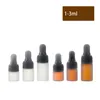 1 ml 2 ml 3 m 5 ml flacon compte-gouttes en verre givré flacon compte-gouttes d'huile essentielle en verre Mini compte-gouttes vide pour les yeux parfum cosmétique E échantillon liquide