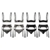 Dames erotische kanten trim lingerie set verstelbare riemen 1 4 underwisse kopjes beha boven met kousenriem en string -slip ondergoed340s