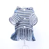 Pet Dog Jean Vestido Blueblack Striped Denim Dog Cat Dress Vestuário Roupas Morango Design Pet Roupas 2 Colour1